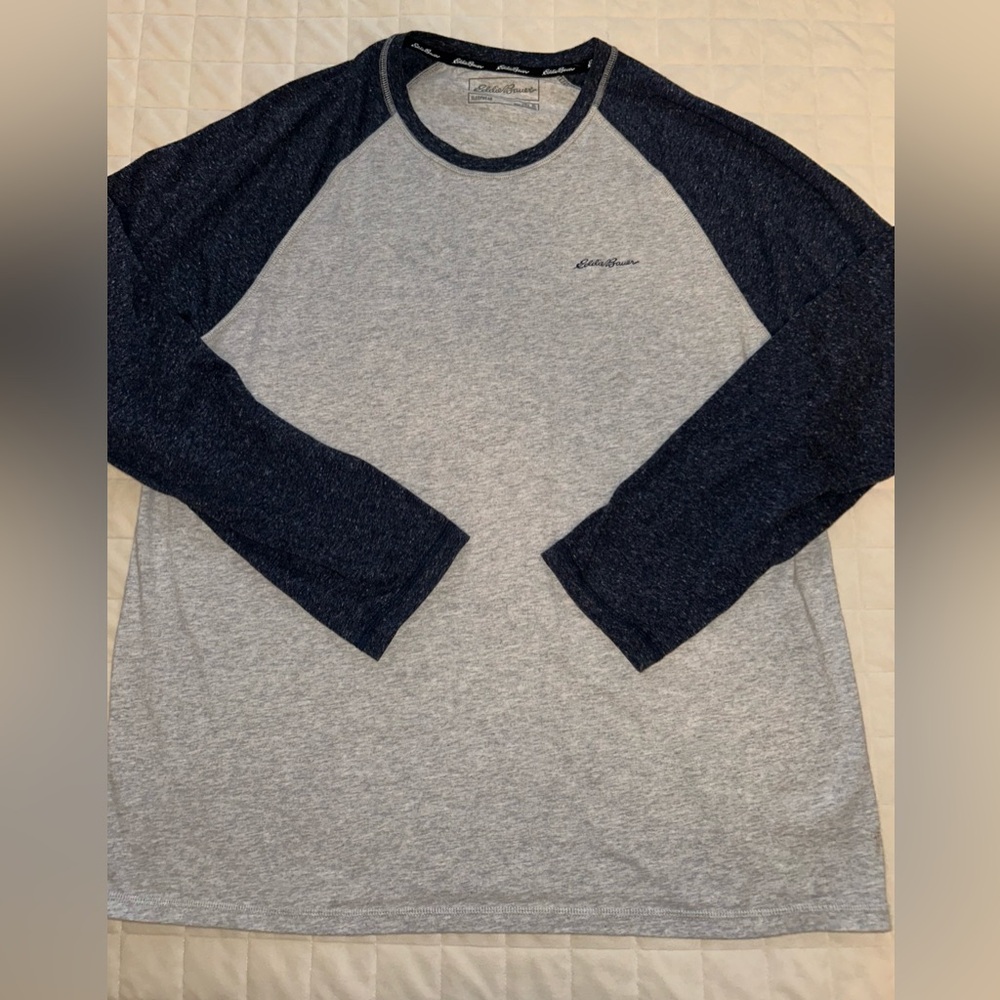 Eddie Bauer sleepwear baseball shirt. Blue and gray. Mens XL